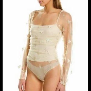 NWT M Sexy see through bodysuit with embroidered stars! ⭐️